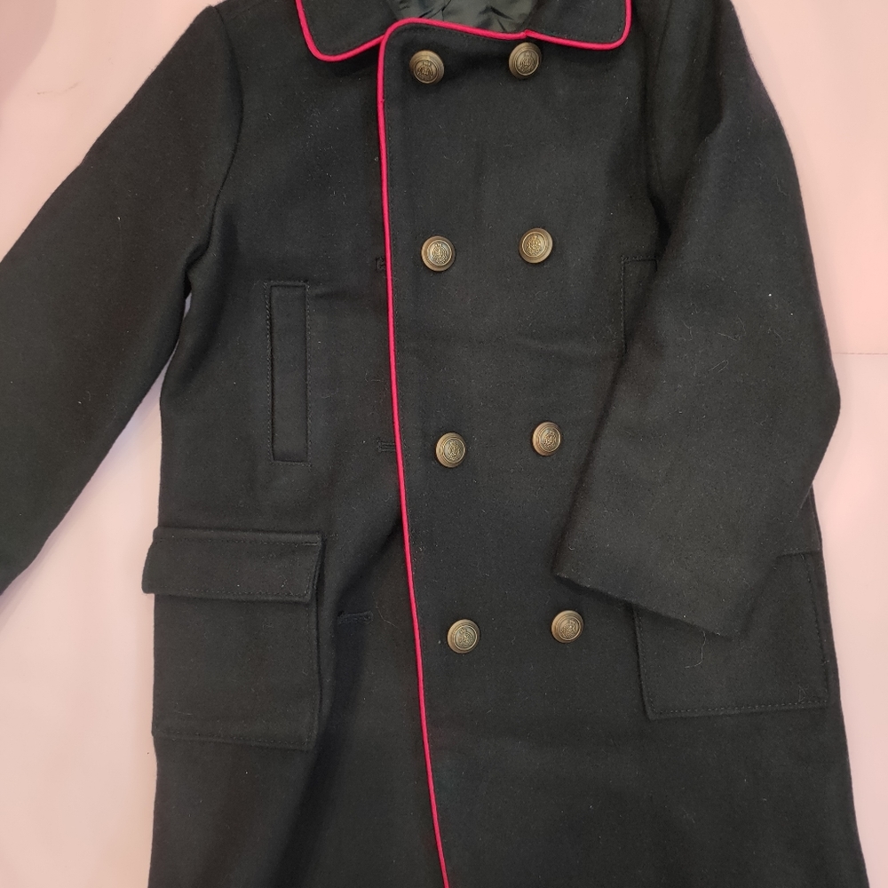 GAP Girl black double button long coat 60% wool size 5